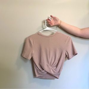 H&M DIVIDED Twisted Knot Crop Top Light Pink Dusty Rose Shirt